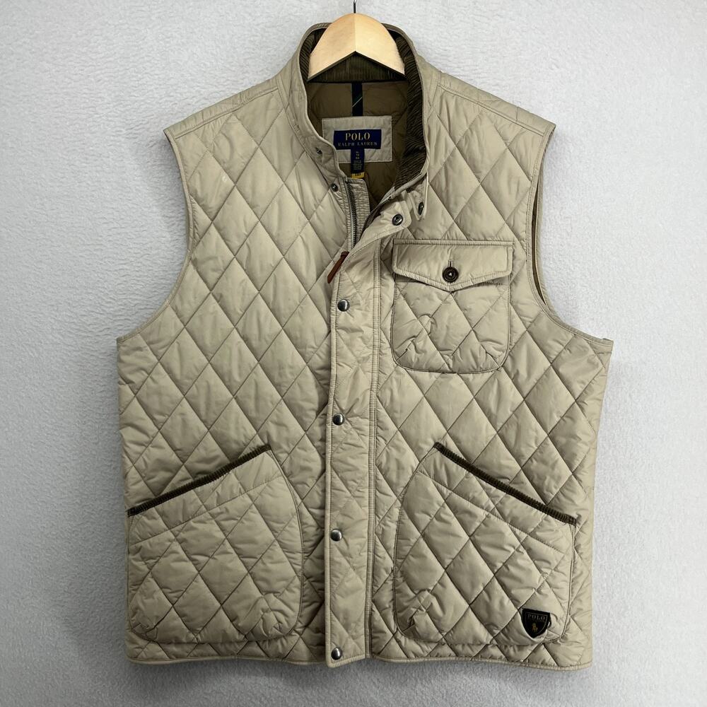 POLO RALPH LAUREN Vest Mens XL Beaton Quilted Utility Insulated Beige